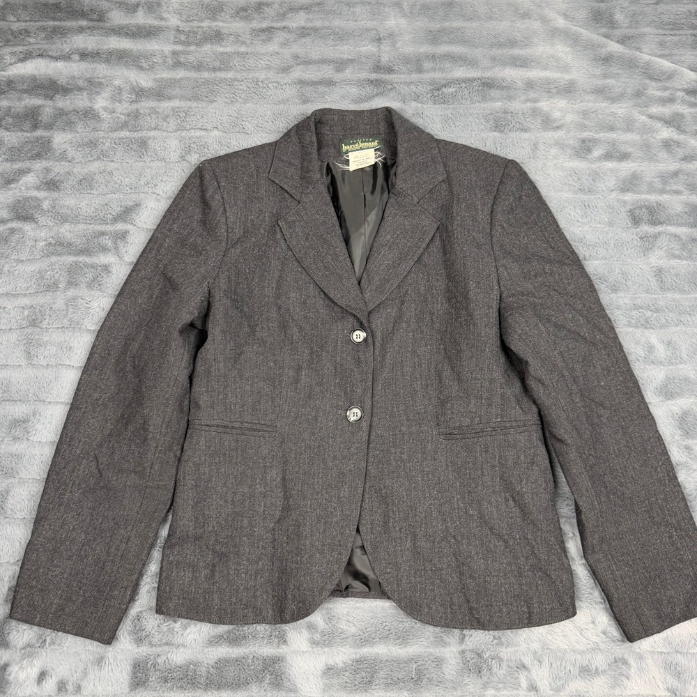 Harve Benard Petites Gray Wool Blend 2 Button Blazer Jacket Size 8P 15331